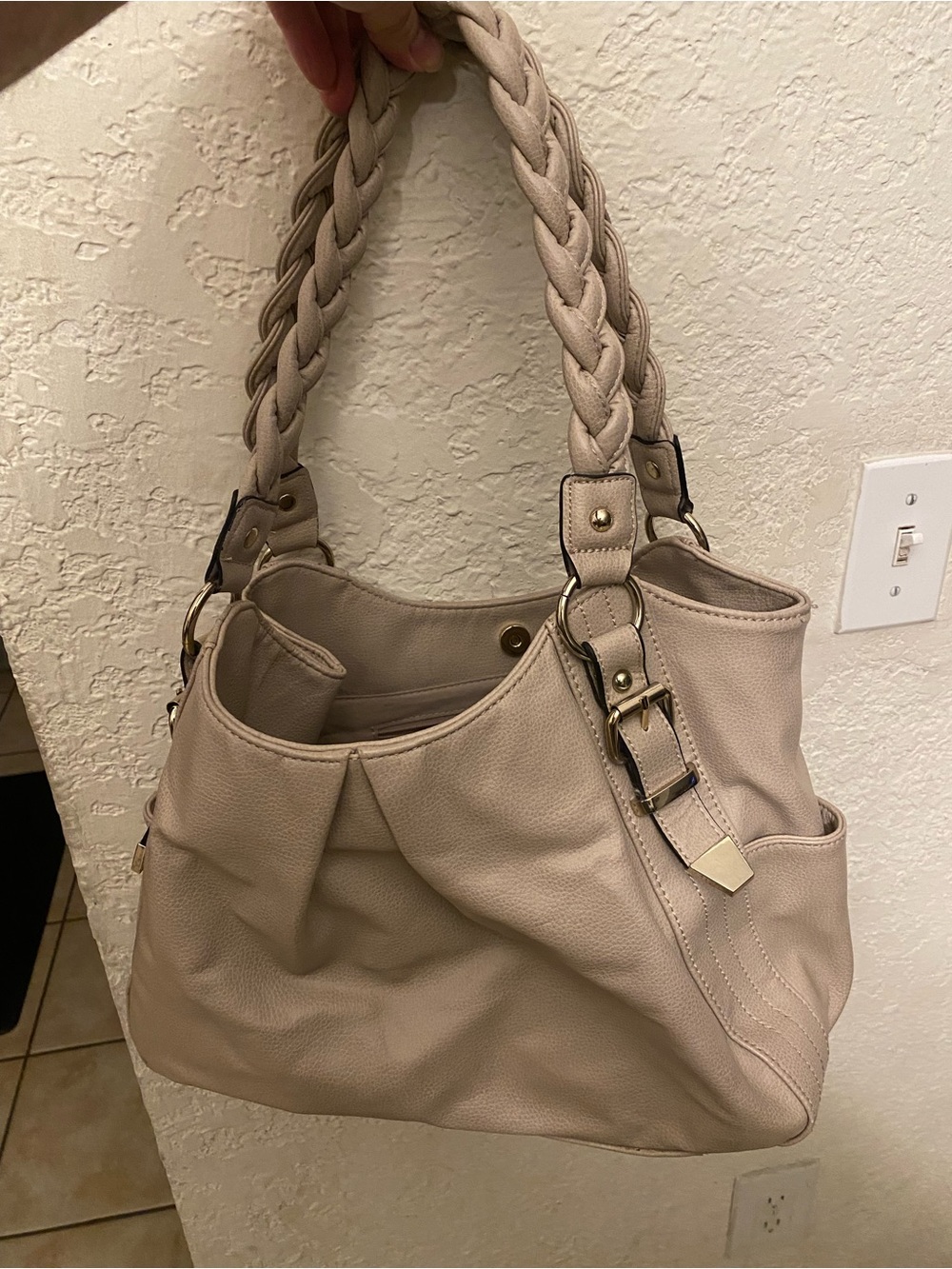 Vintage Y2K Apt 9 Beige Shoulder Bag Medium Braided Strap